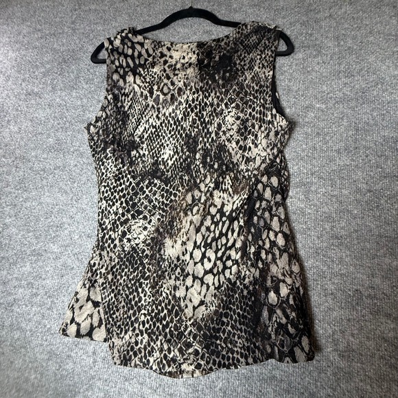 Cable & Gauge Womens XL Snakeskin Animal Print Cowl Neck Ruched Sleeveless Top - Picture 3 of 7